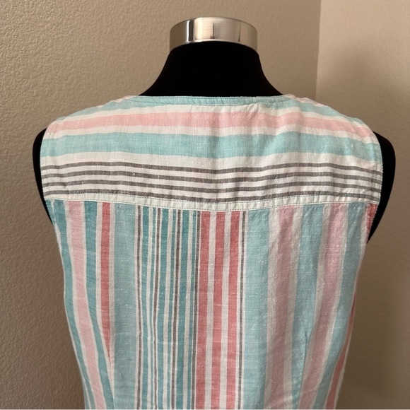 Tommy Bahama Linen Multicolor Striped 1/4 Zip Up Tank Top Size L - Picture 7 of 10